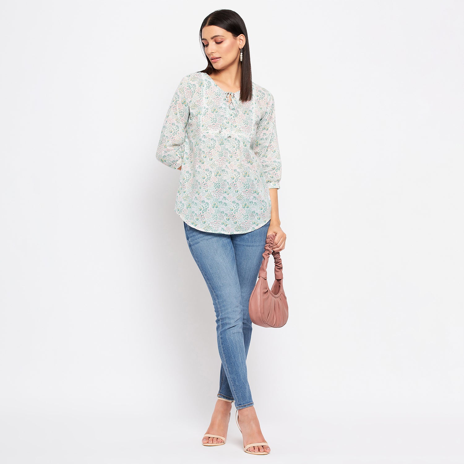 Duke Stardust Women V-Neck 3/4th Sleeve Printed Top (SDX3274)