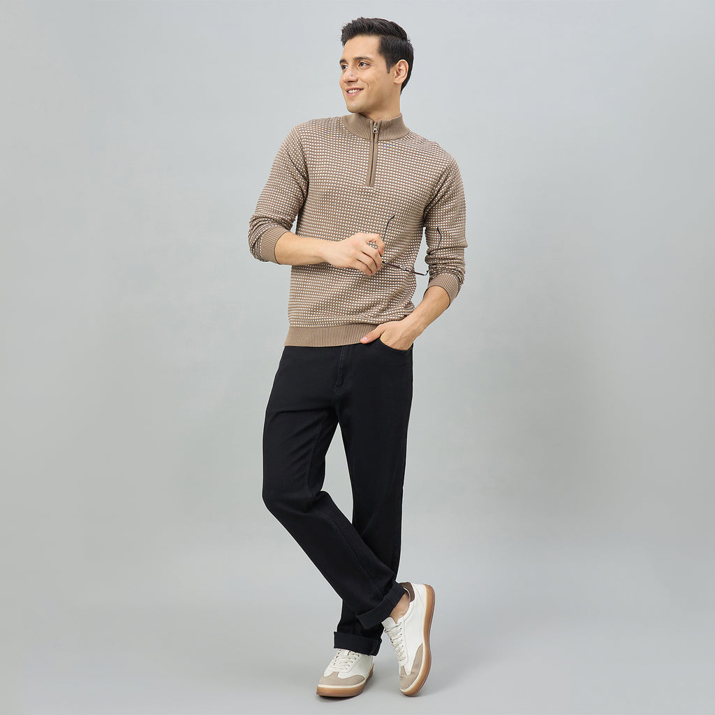 Duke Men Full Sleeve Half Zip Regular Sweater (SDS2328)