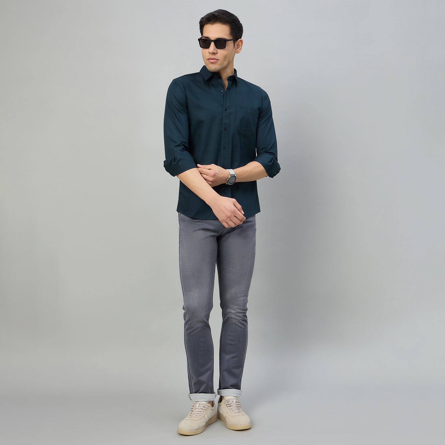 Duke Men Slim Fit Full Sleeve Short Style Cotton Shirt (SDO8PLTC)