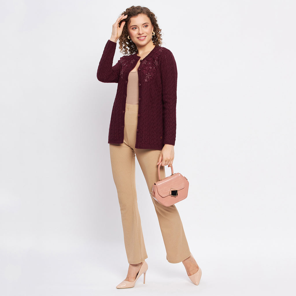 Duke Stardust Women Full Sleeve Self Design Cardigan (SDS9728)