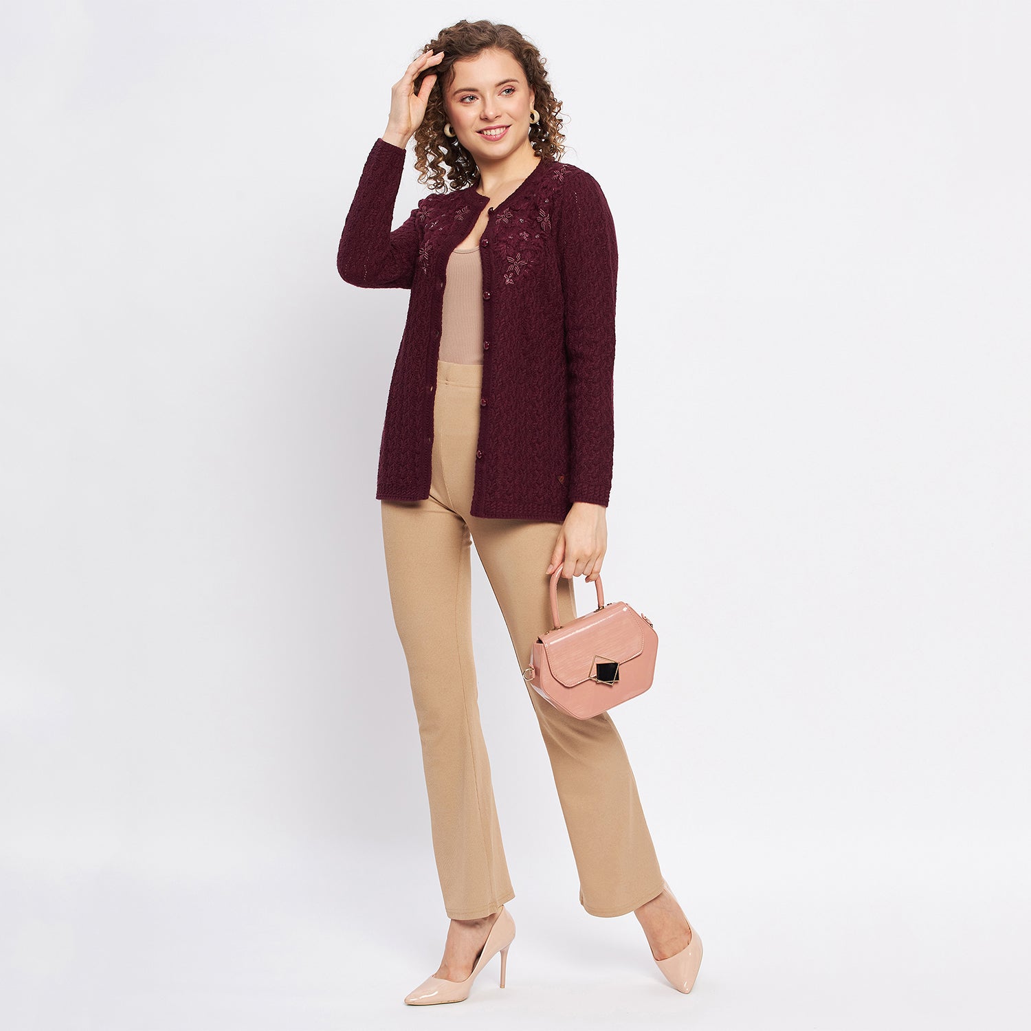 Duke Stardust Women Full Sleeve Self Design Cardigan (SDS9728)