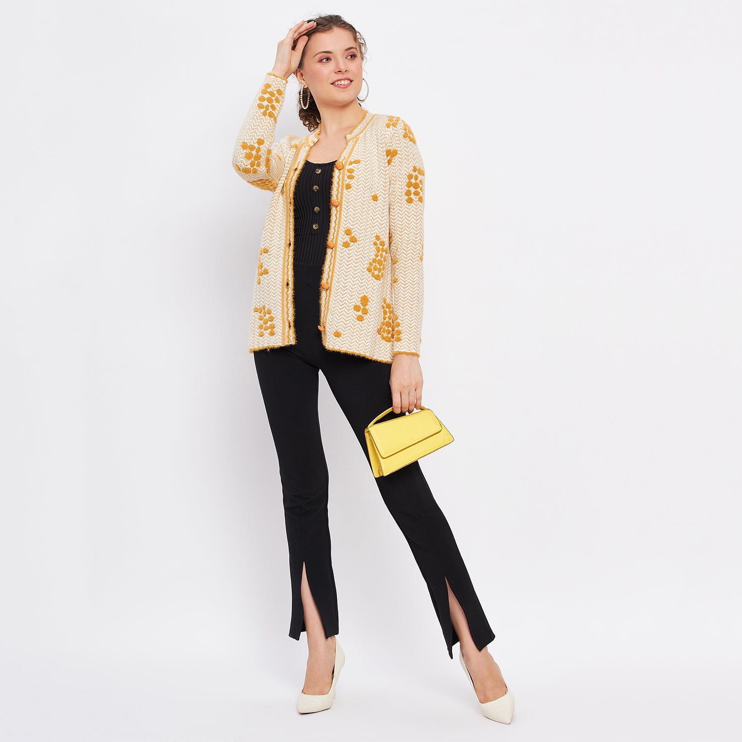 Duke Urban Women Full Sleeve Self Design Cardigan (LQS9713)