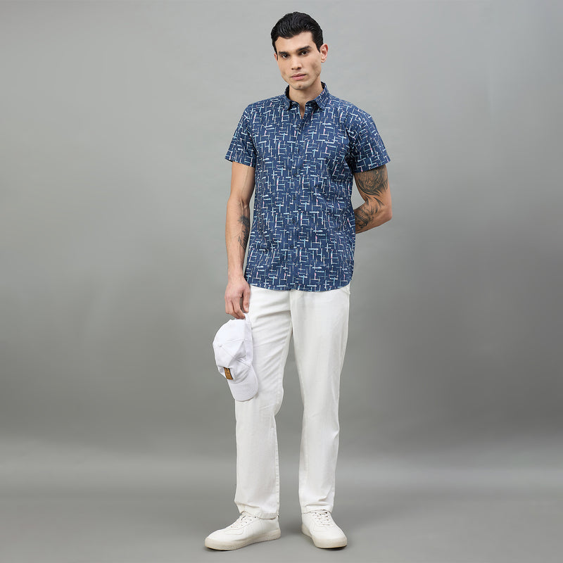Duke Urban Men Printed Half Sleeve Spread Collar Slim Shirt (SDO4PRAJ)