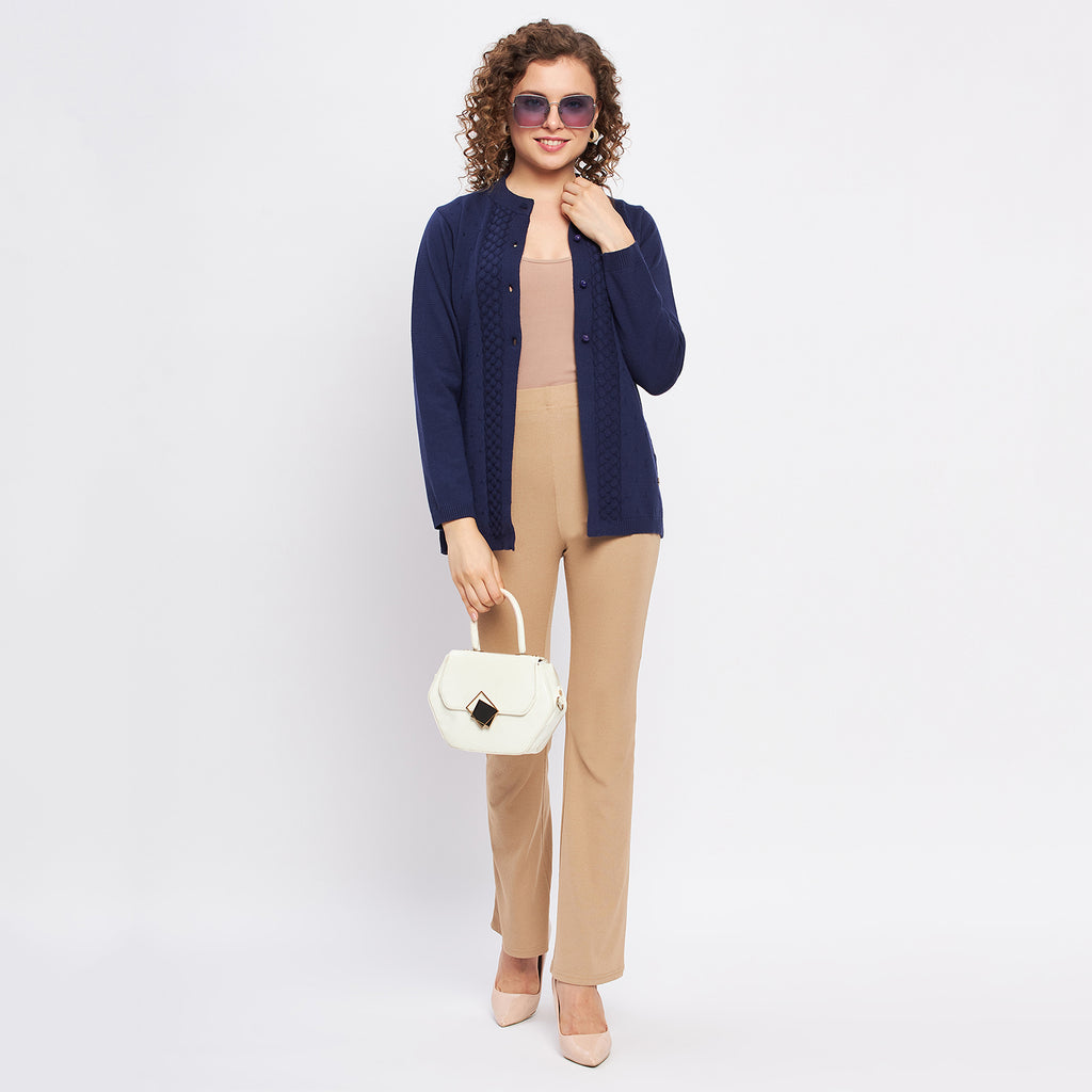 Duke Stardust Women Full Sleeve Self Design Cardigan (LQS9757)