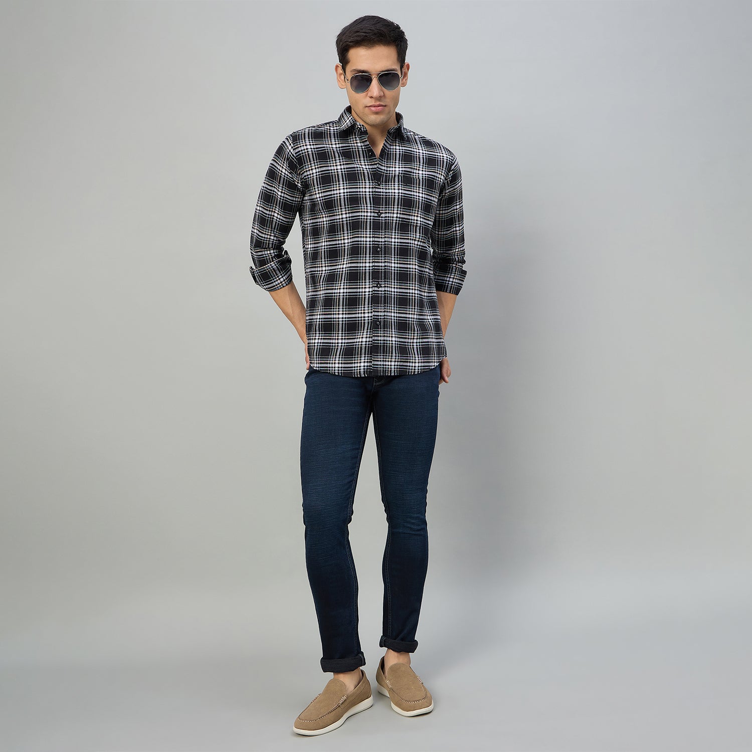 Duke Men Slim Fit Full Sleeve Short Style Cotton Shirt (SDO8CKBU)