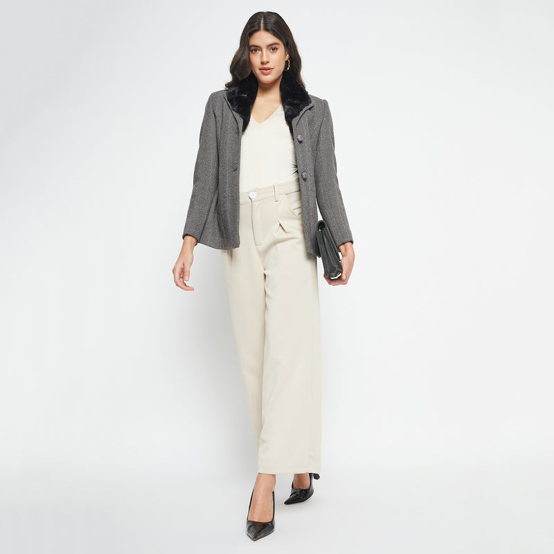 Duke Urban Women Full Sleeve Fur Collared Coat (SDZ4102)