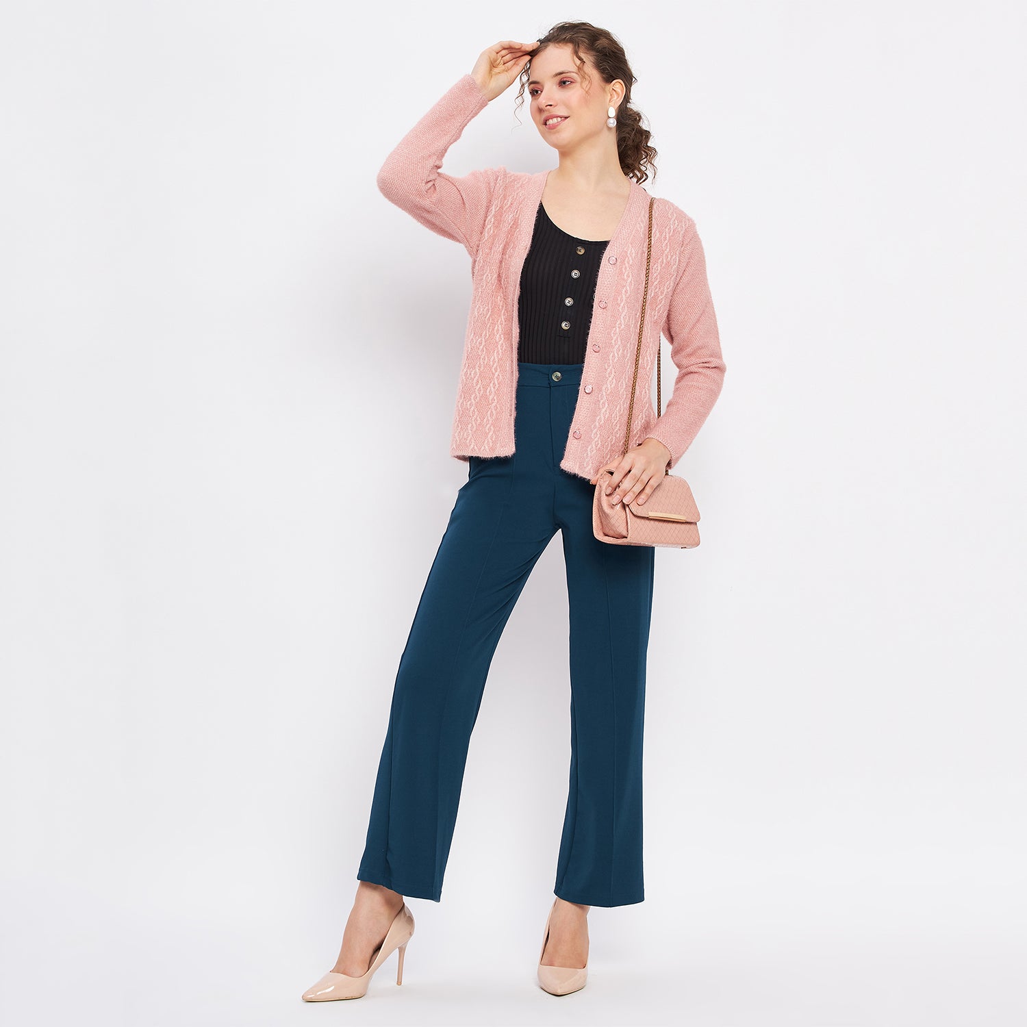 Duke Urban Women Full Sleeve Self Design Cardigan (LQS9725)