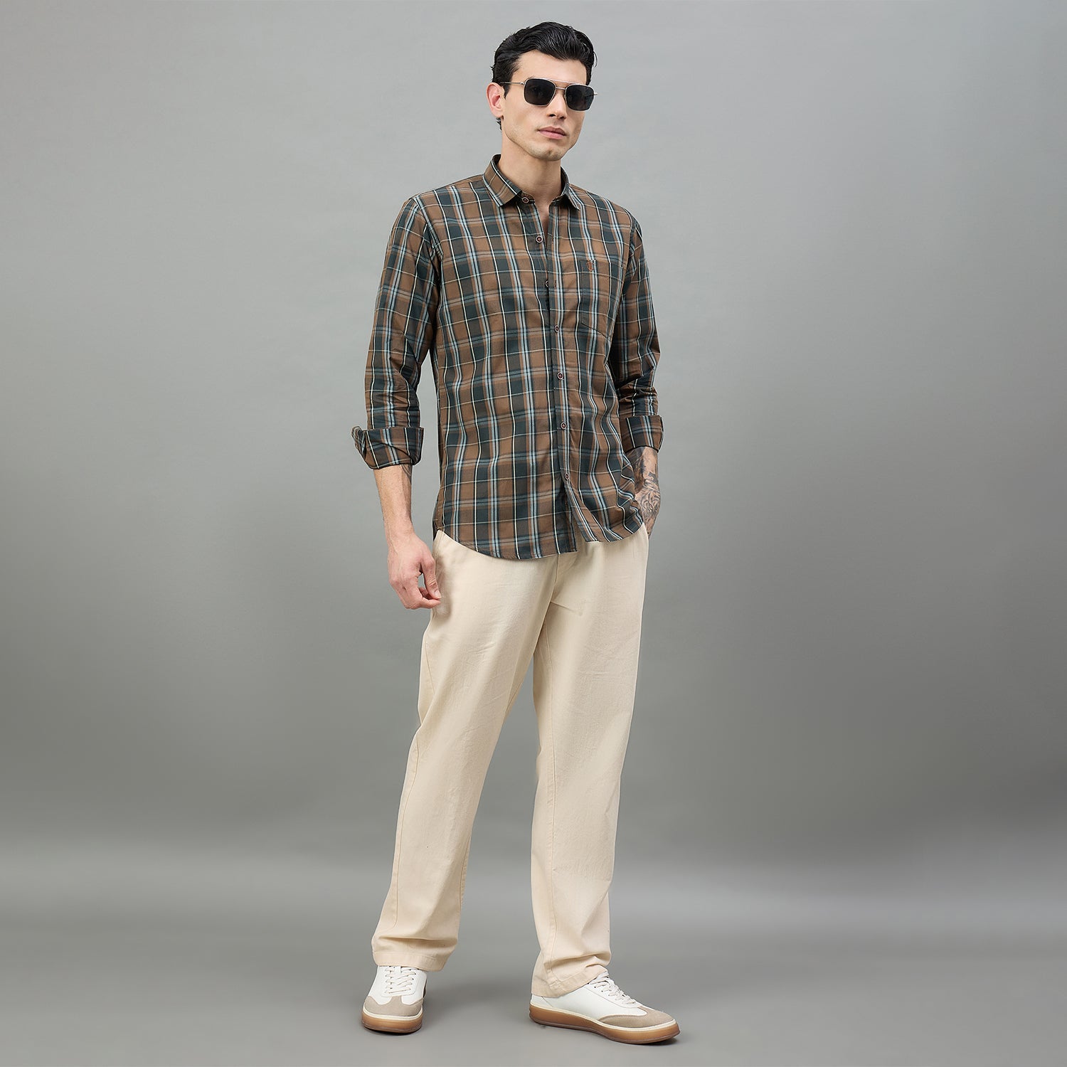 Duke Urban Men Checkered Full Sleeve Spread Collar Slim Shirt (SDO9CKS)
