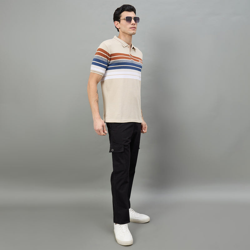Duke Urban Men Striped Polo Neck Half Sleeve T-Shirt (LF7654)