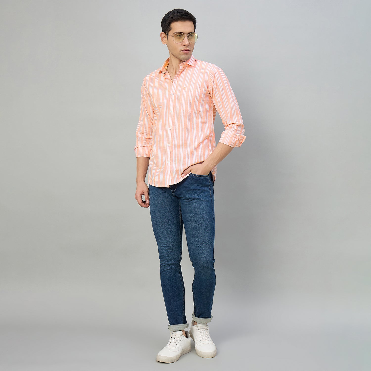 Duke Men Slim Fit Full Sleeve Short Style Cotton Shirt (SDO9STG)