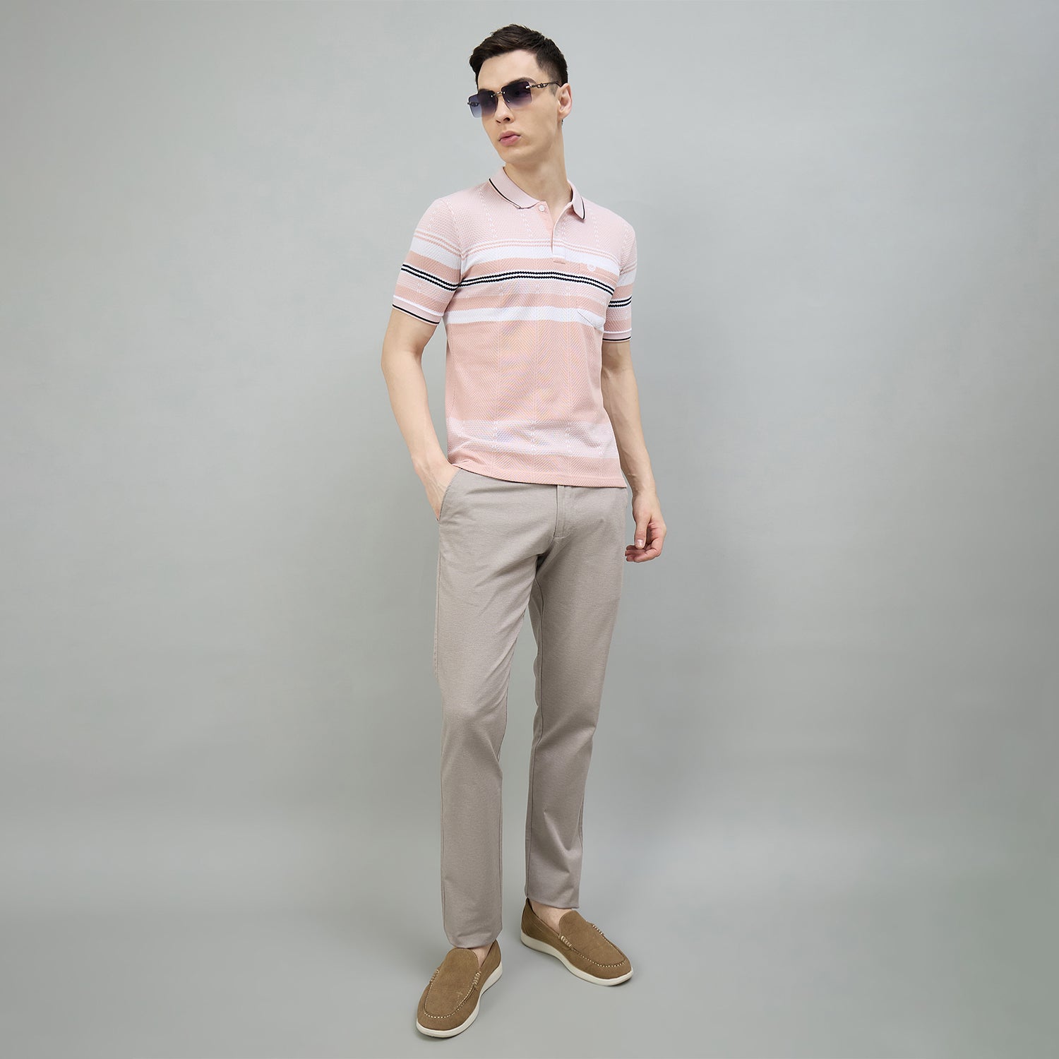 Duke Urban Men Striped Half Sleeve Regular Polo Tshirt (LF7570)