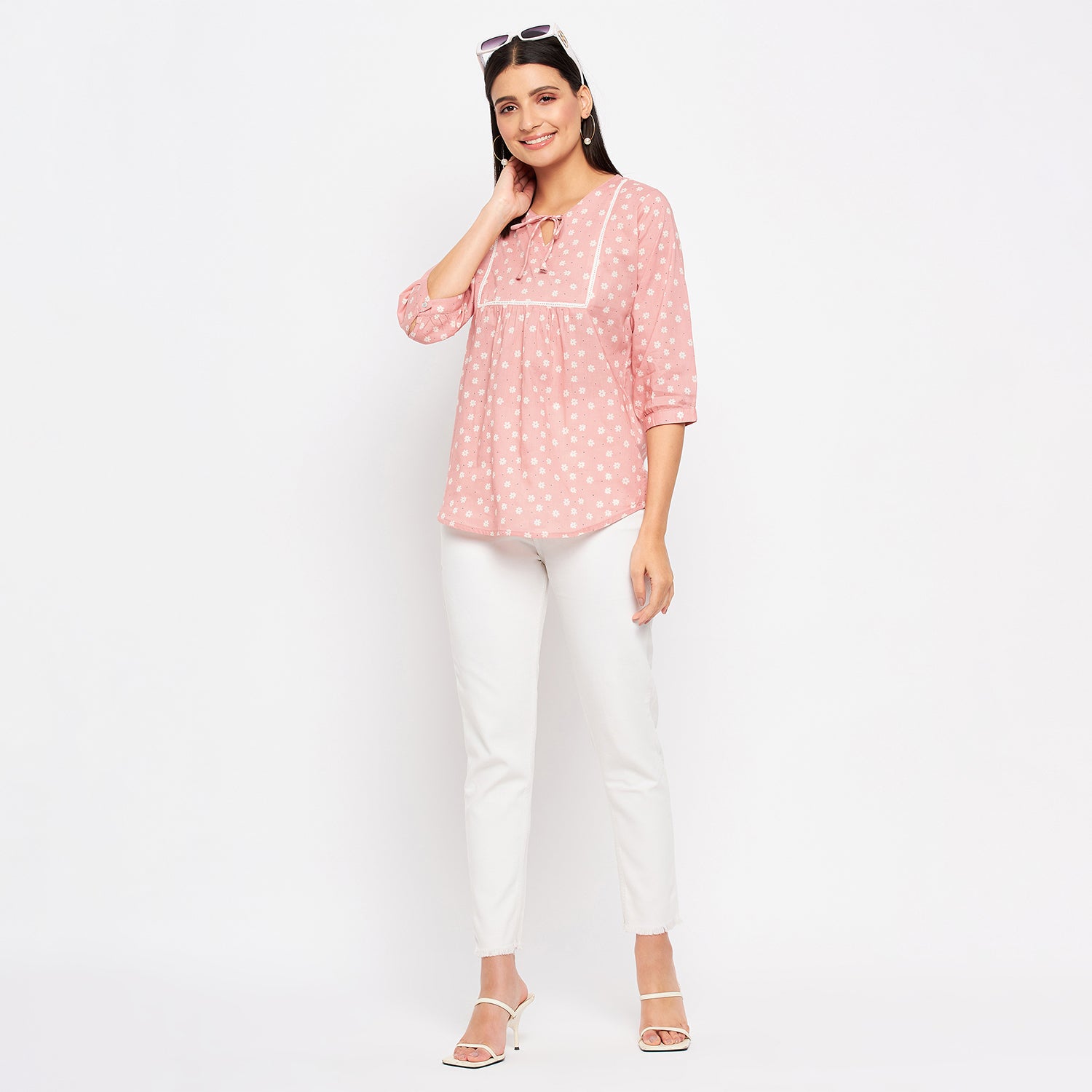 Duke Stardust Women V-Neck 3/4th Sleeve Printed Top (SDX3275)