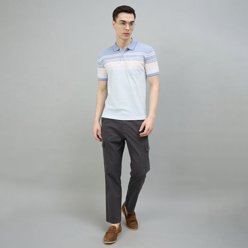 Duke Urban Men Striped Polo Neck Half Sleeve T-Shirt (LF7643)