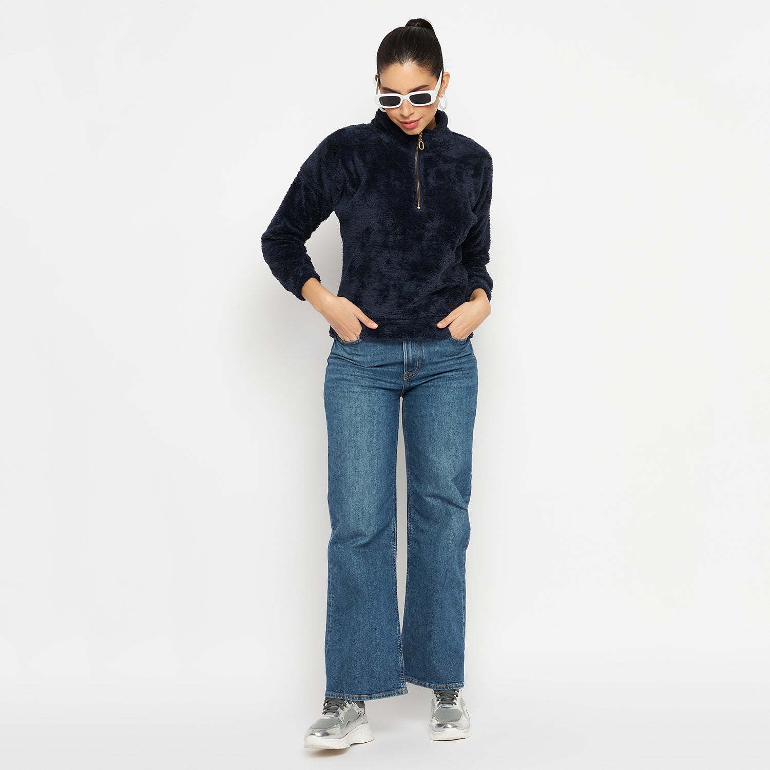 Duke Urban Women Full Sleeve Half Zip Sweatshirt (LFX950)