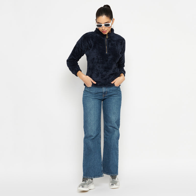 Duke Urban Women Full Sleeve Half Zip Sweatshirt (LFX950)