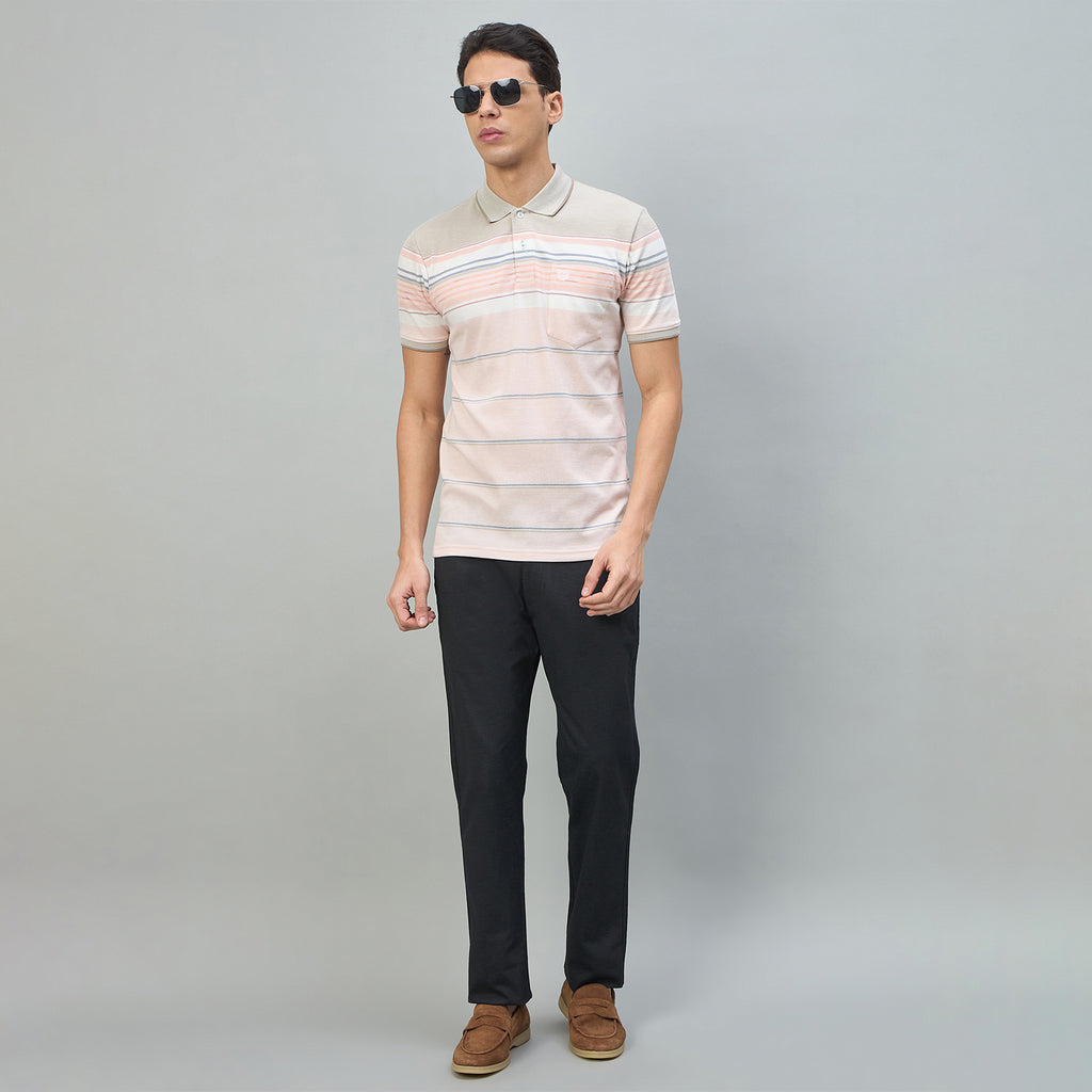 Duke Urban Men Striped Half Sleeve Regular Polo Tshirt (LF7512)