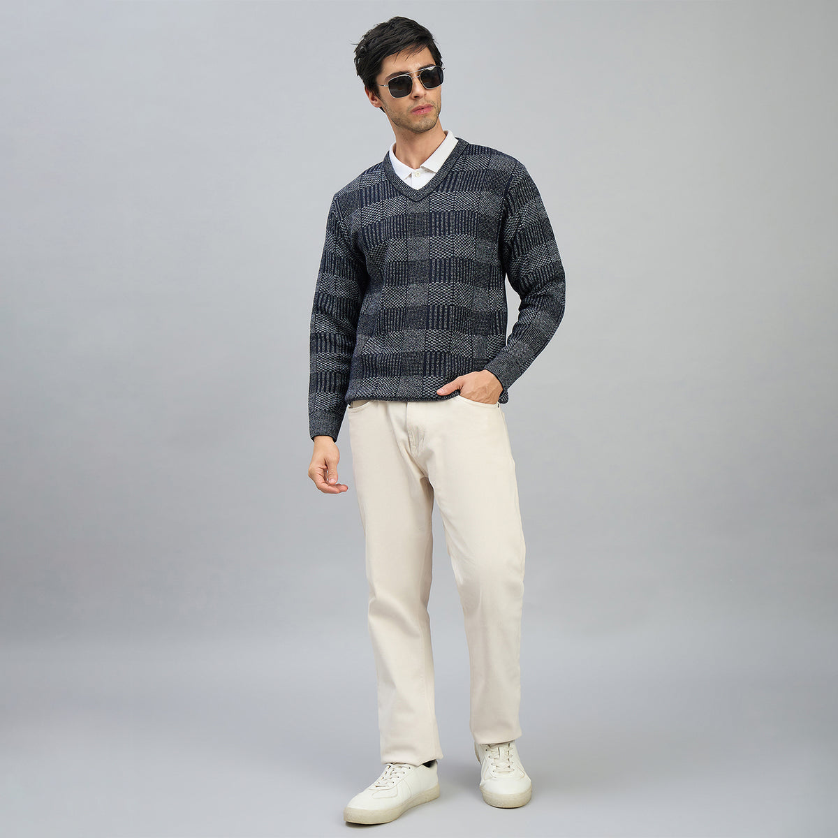 Duke Men Full Sleeve V Neck Regular Sweater (SDS2308)