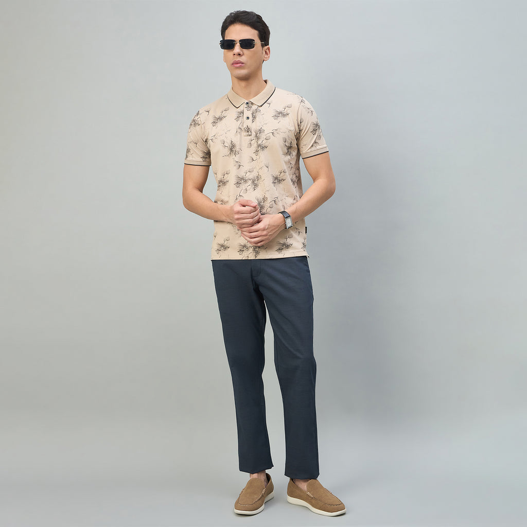 Duke Urban Men Floral Print Half Sleeve Slim Fit Polo Tshirt (LF7513)