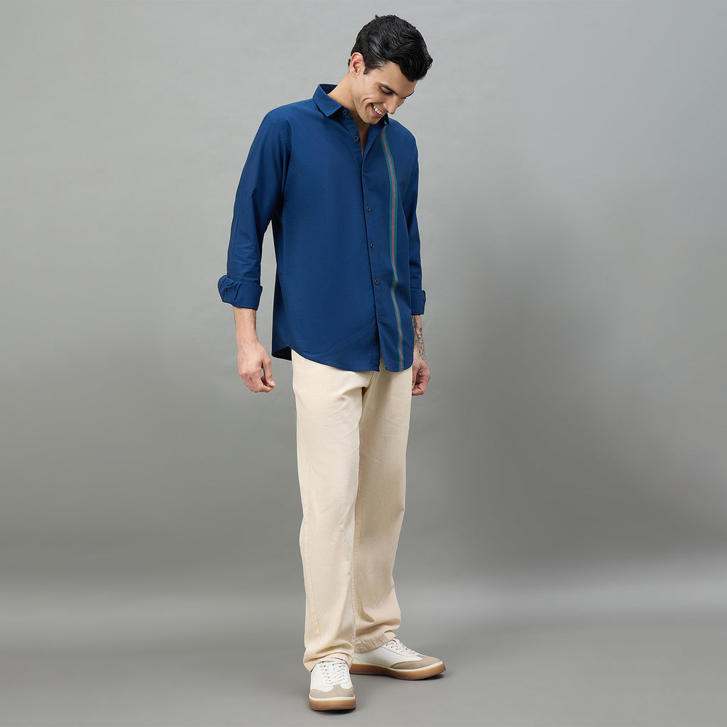 Duke Men Solid Full Sleeve Spread Collar Slim Shirt (SDO5STN)