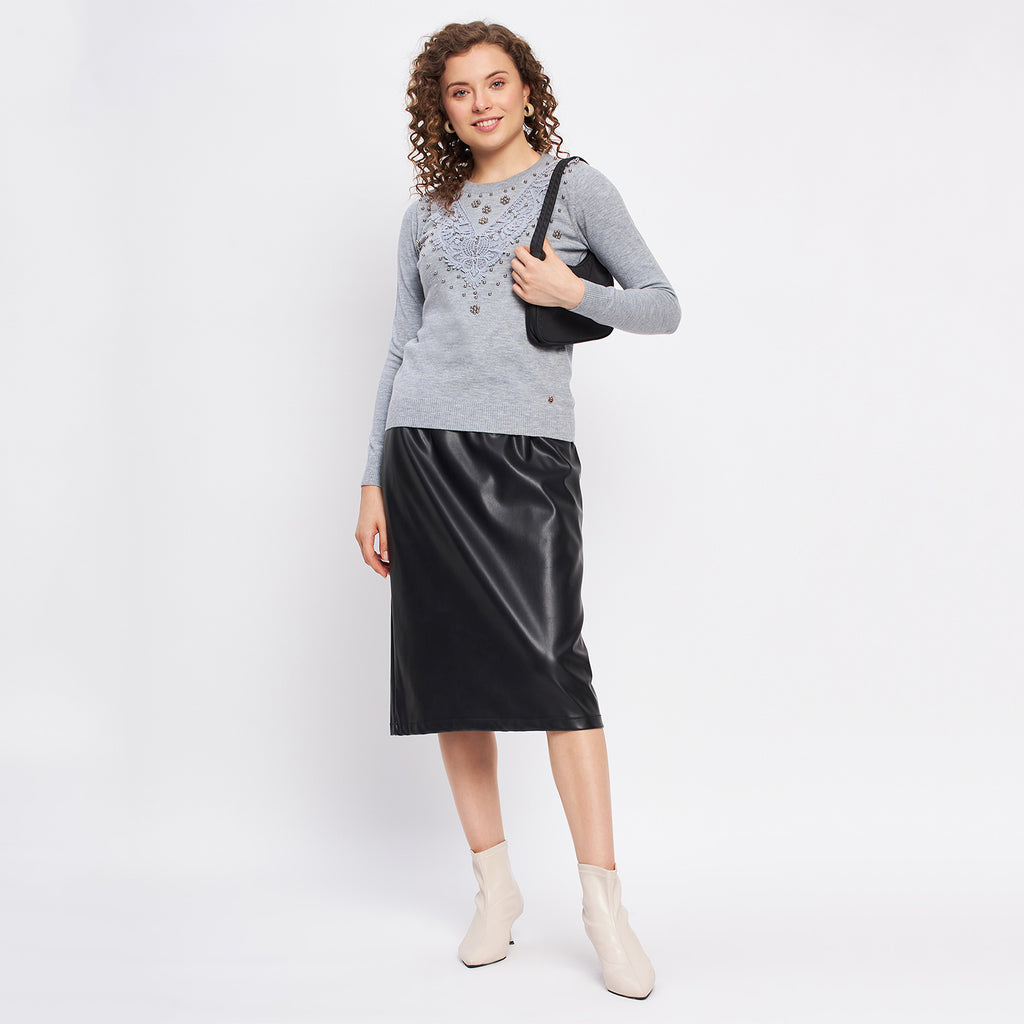 Duke Stardust Women Full Sleeve Self Design Pullover (SDS882)