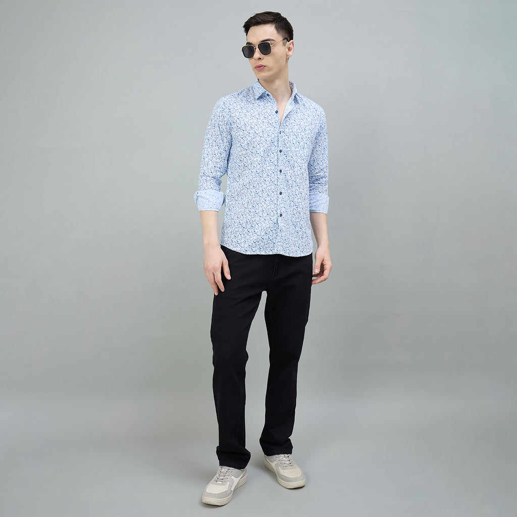 Duke Urban Men Printed Full Sleeve Spread Collar Slim Shirt (SDO8PRBF)