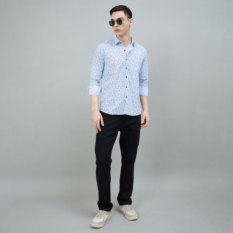 Duke Urban Men Printed Full Sleeve Spread Collar Slim Shirt (SDO8PRBF)