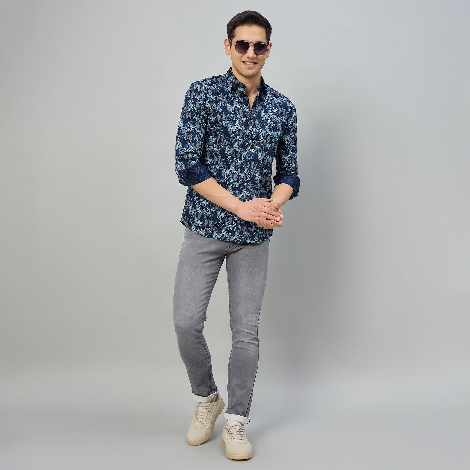 Duke Men Slim Fit Full Sleeve Short Style Cotton Shirt (SDO8PRBK)