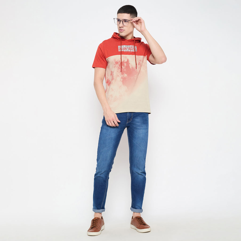 Duke Urban Men Half Sleeve Cotton Hooded Smart Fit T-Shirt (LF7228)
