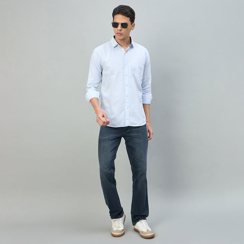 Duke Urban Men Striped Pure Cotton Slim Fit Casual Full Sleeve Shirt (SDO8STON)