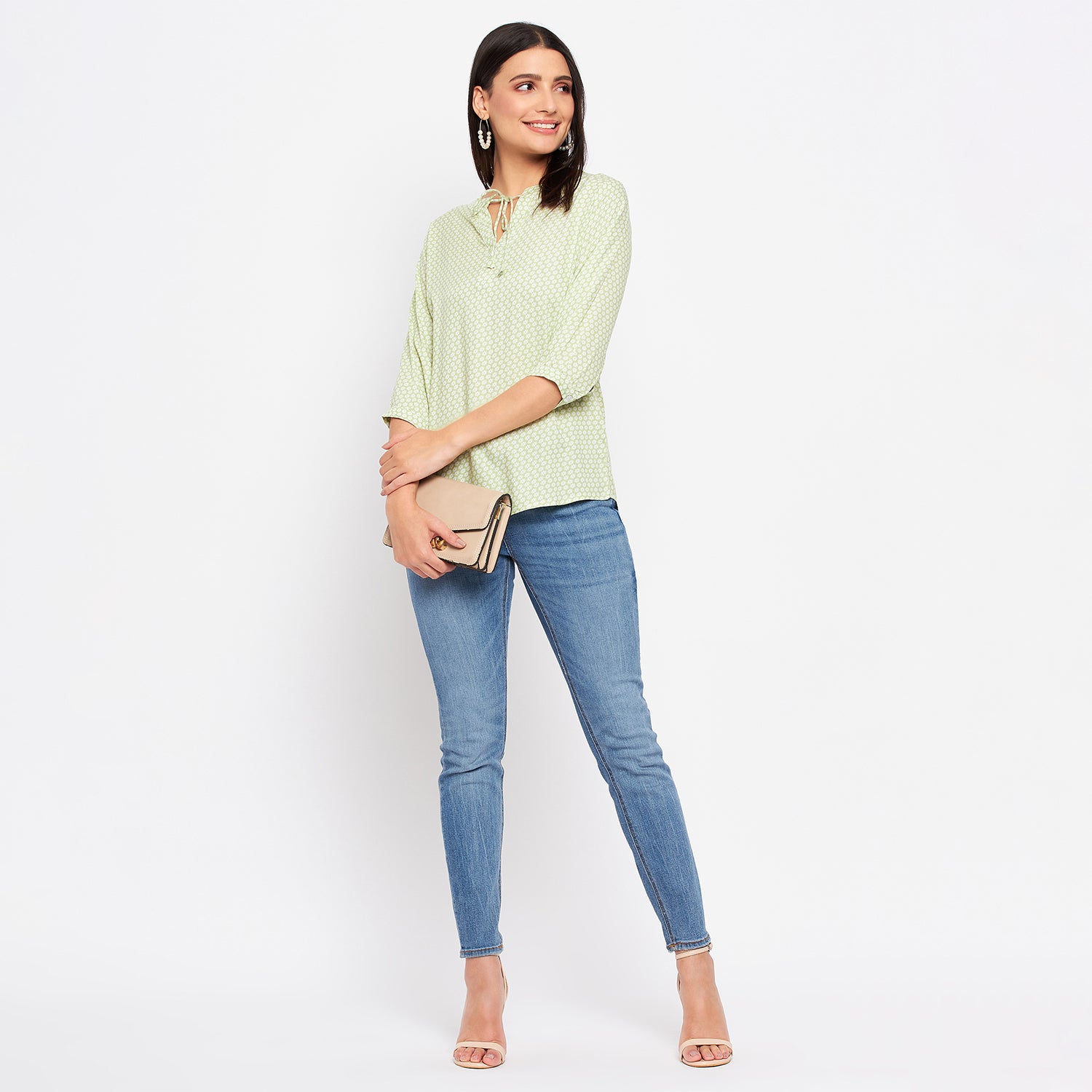 Duke Stardust Women V-Neck 3/4th Sleeve Printed Top (SDX3273)