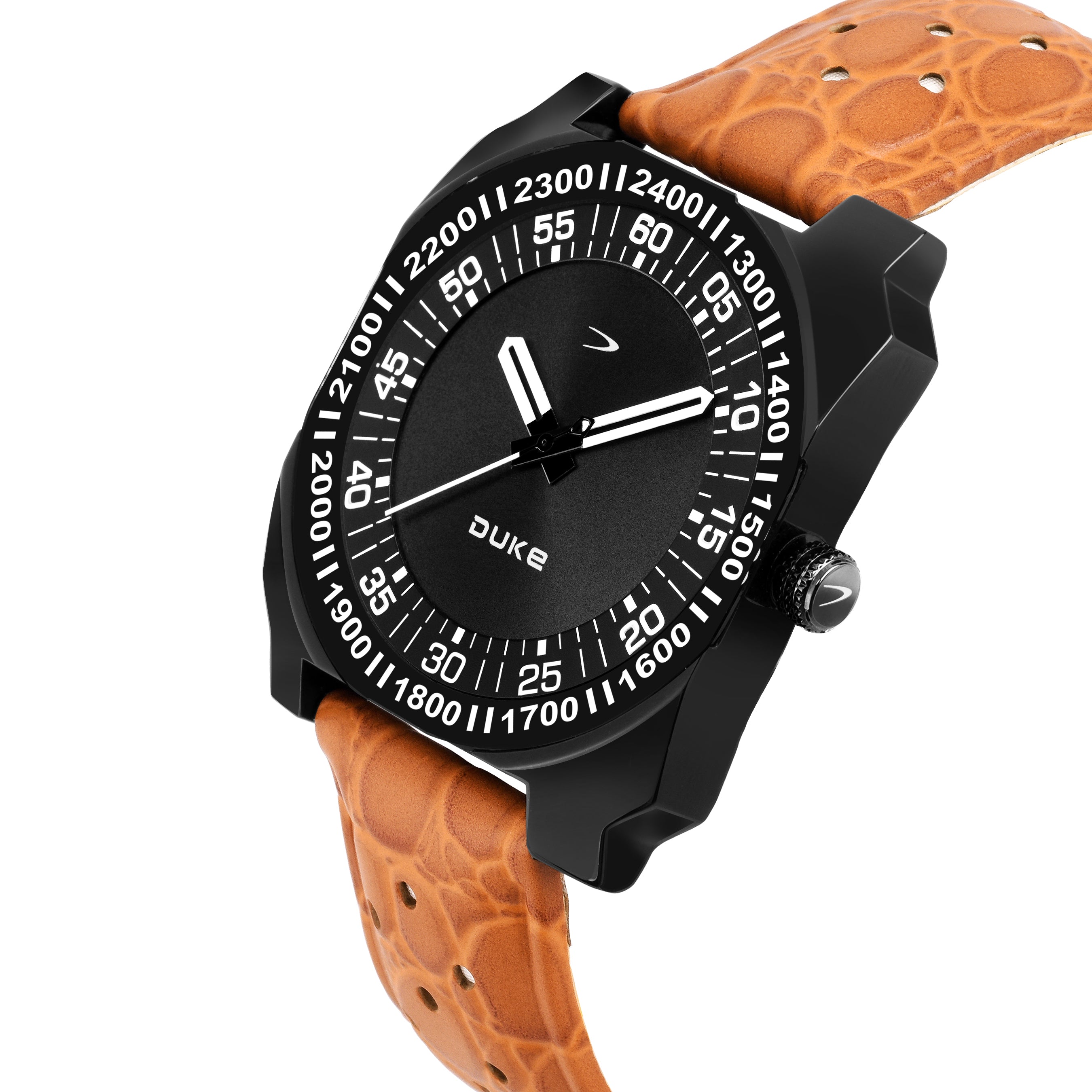 Duke Tan Brown Analogue Display Square Dial Men Watch Black Dial (DK503RM01S)