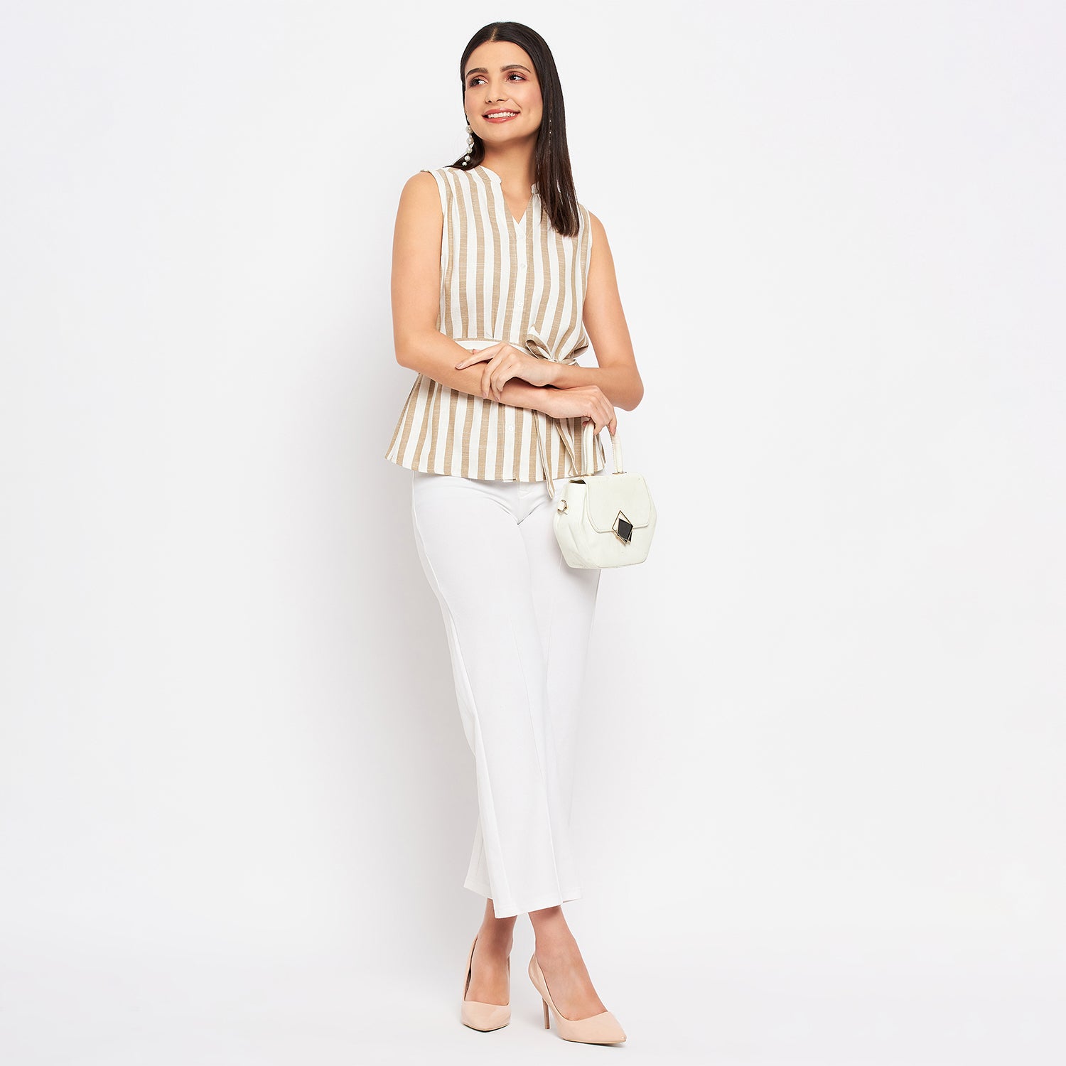 Duke Urban Women Sleeveless Striped Shirt (SDX3271)