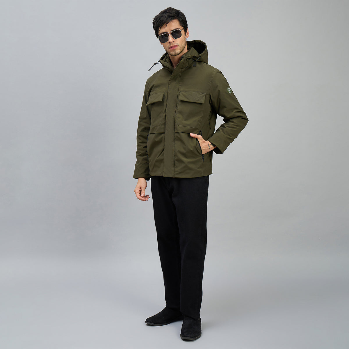 Duke Mens Olive Green Hooded Utility Jacket (SDZ3202)