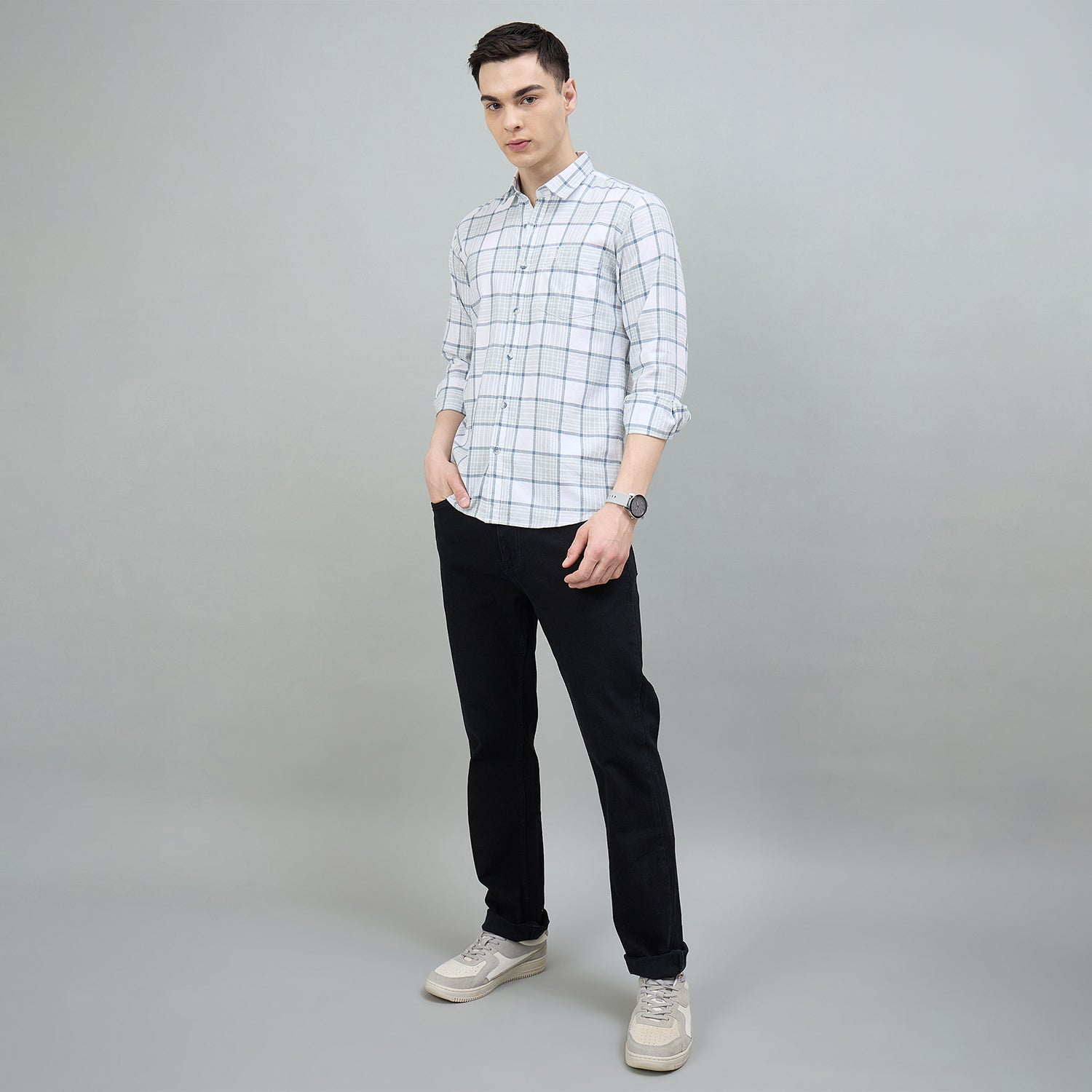 Duke Urban Men Checkered Full Sleeve Spread Collar Slim Shirt (SDO6CHQ)