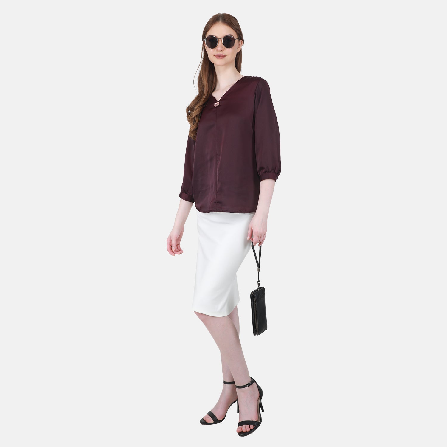 Duke Stardust Women V Neck Solid Top (SDX3280)