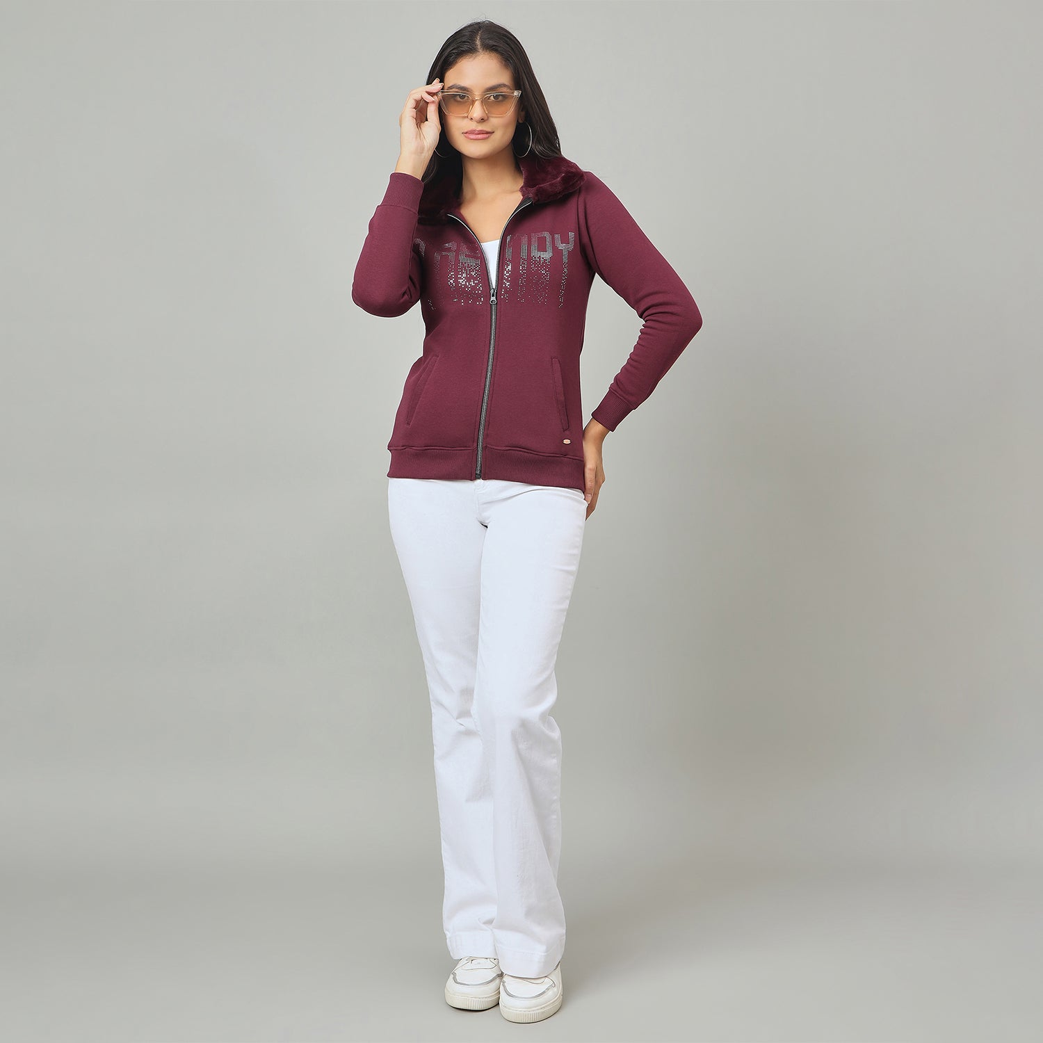 Duke Urban Women Full Zip Regular Sweatshirt (LFX967)