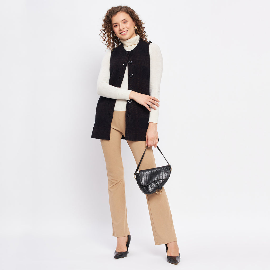 Duke Urban Women Sleeveless Self Design Cardigan (LQS9783)