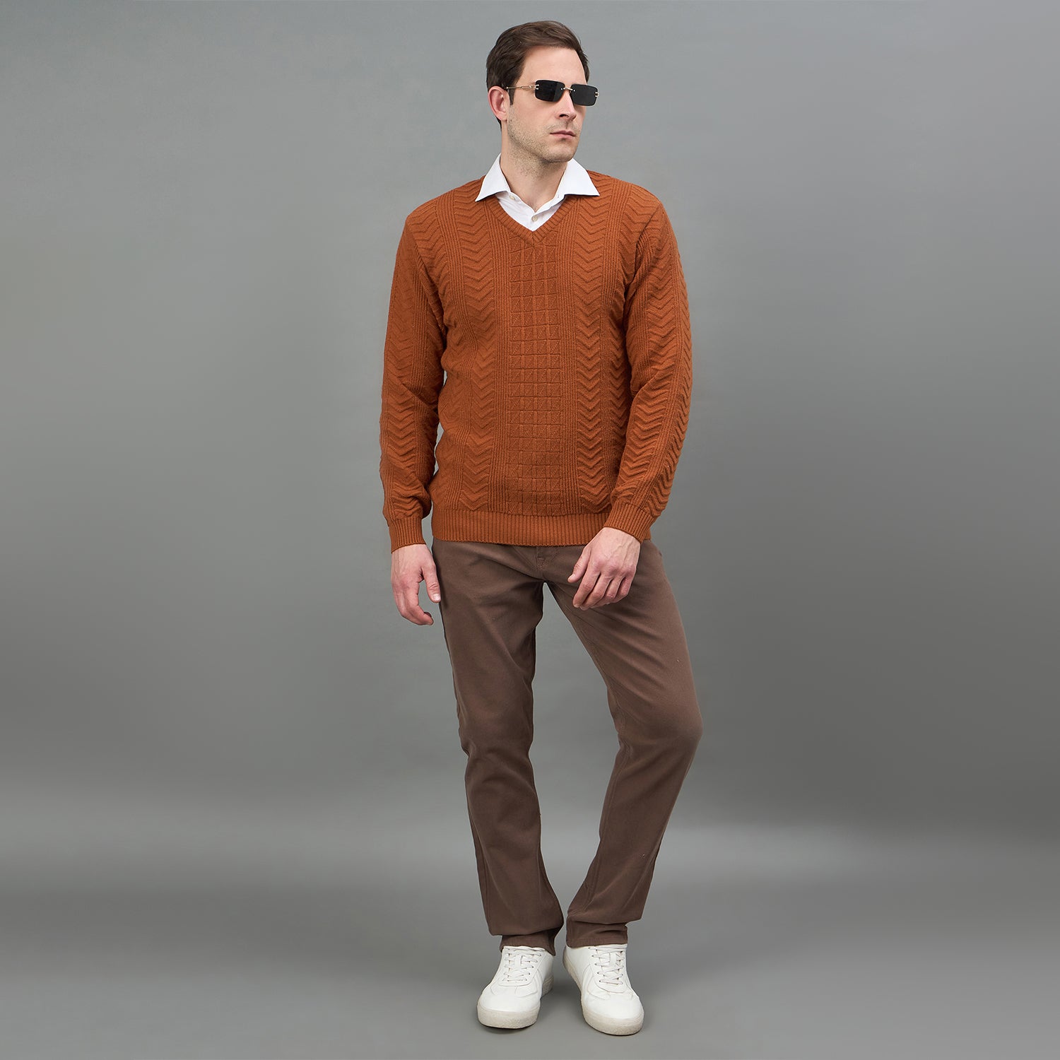 Duke Urban Men Full Sleeve V Neck Regular Sweater (SDS2353)