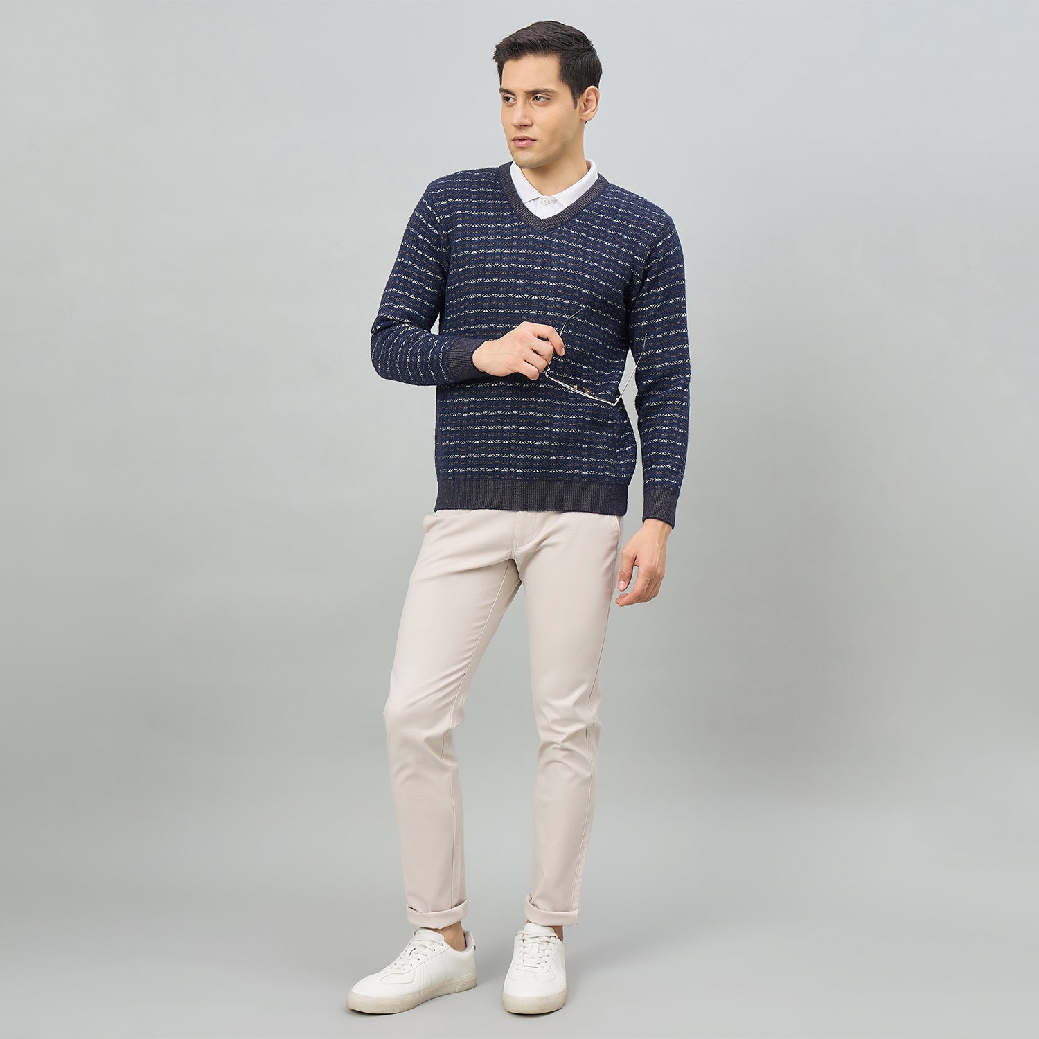 Duke Men Full Sleeve V Neck Regular Sweater (SDS2309)