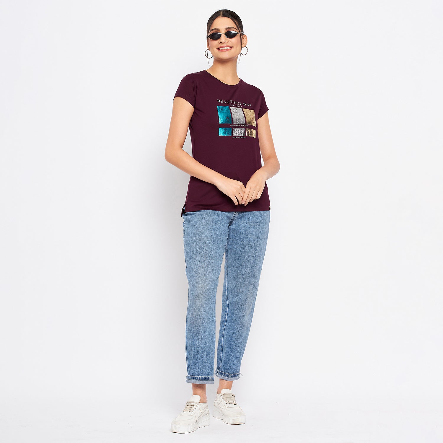Duke Stardust Women Round Neck Short Sleeve Printed Top (LFX897)