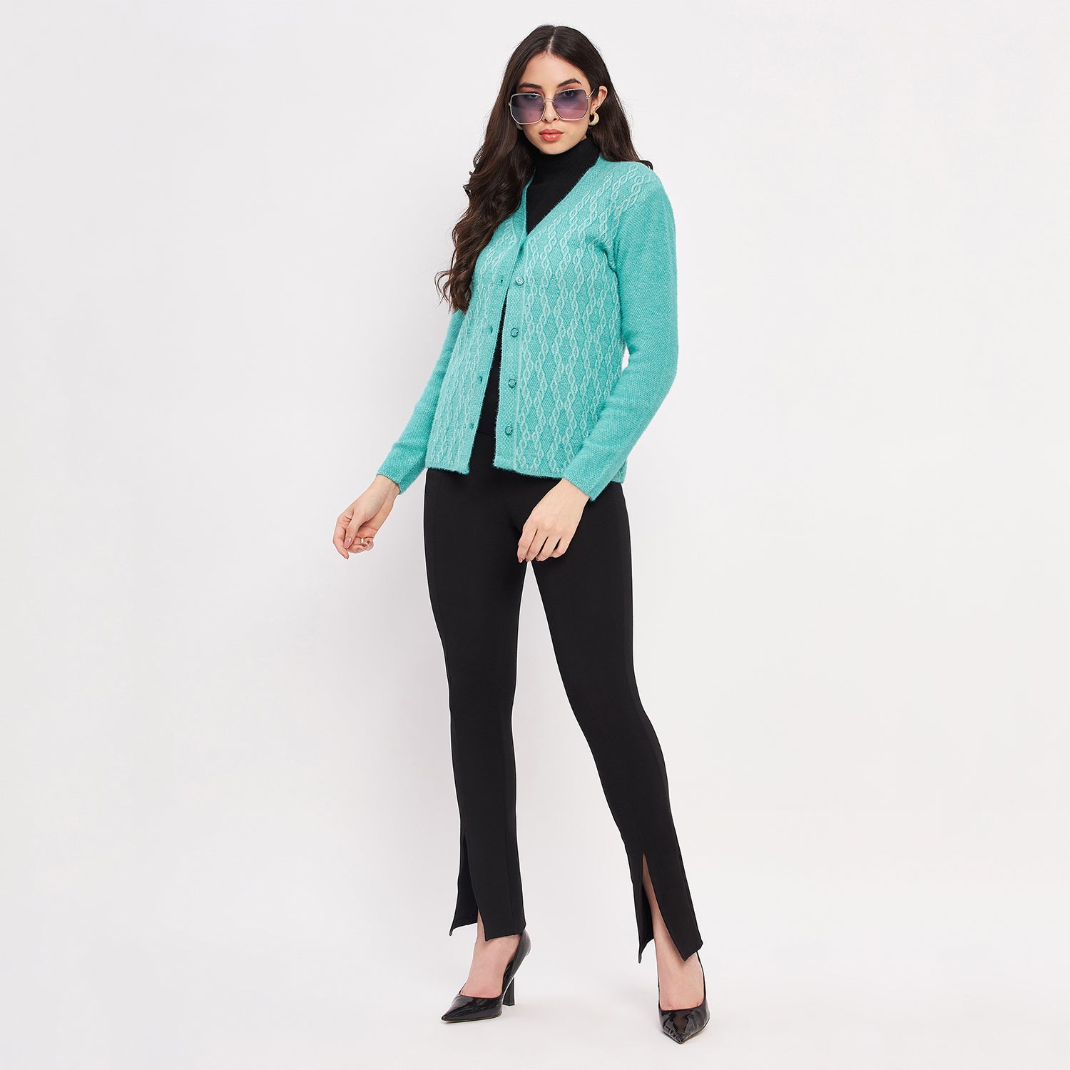 Duke Urban Women Full Sleeve Self Design Cardigan (LQS9725)