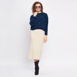 Duke Stardust Women Full Sleeve Self Design Crop Pullover (SDS1013)