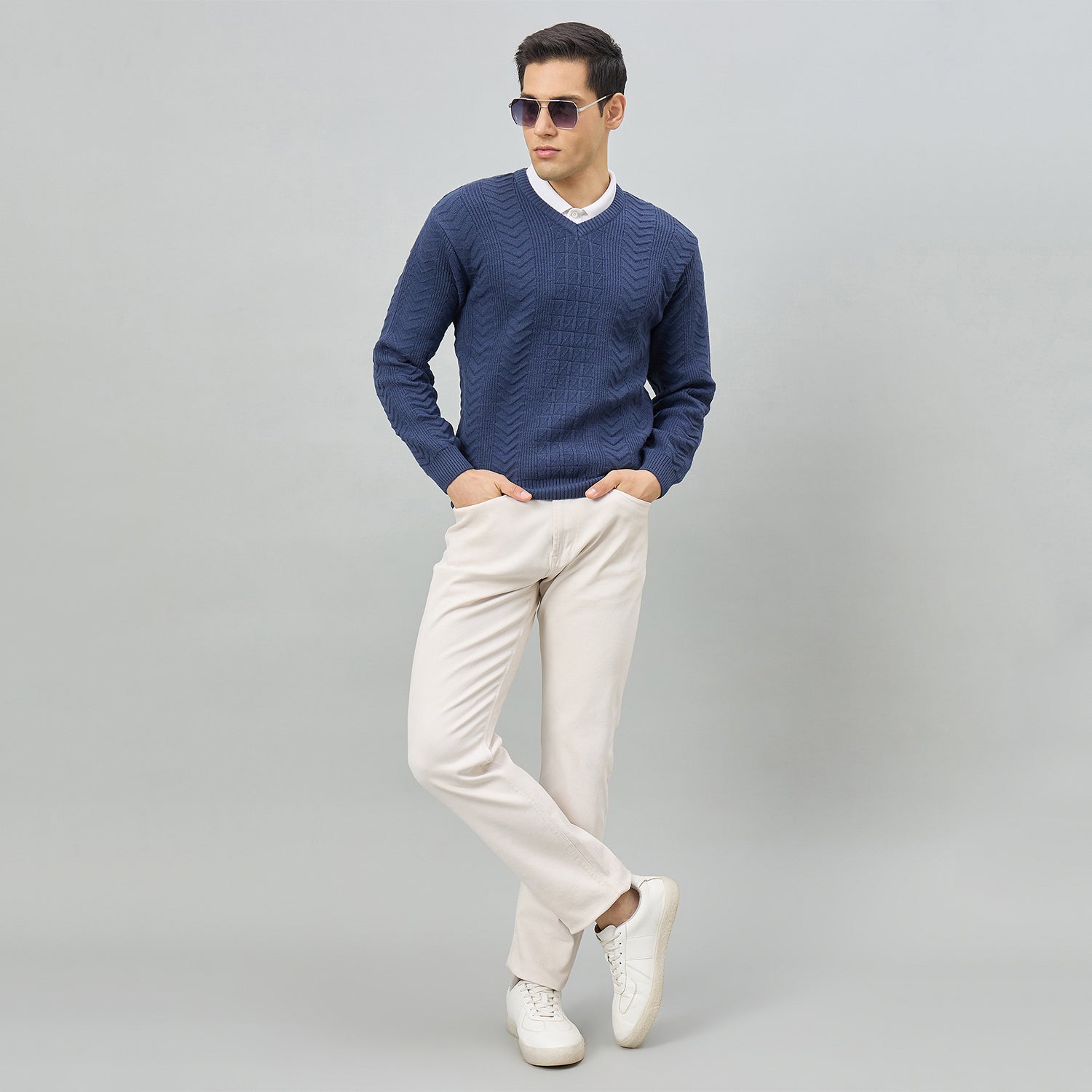 Duke Urban Men Full Sleeve V Neck Regular Sweater (SDS2353)