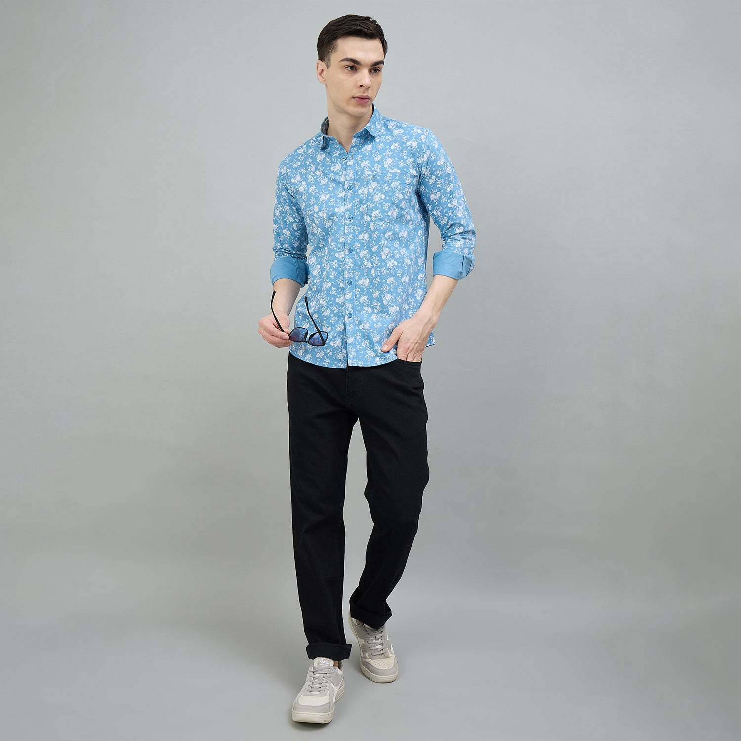 Duke Urban Men Floral Print Pure Cotton Slim Fit Casual Full Sleeve Shirt (SDO8PRBH)