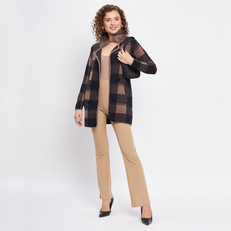 Duke Urban Women Full Sleeve Checkered Long Cardigan (SDS9765)