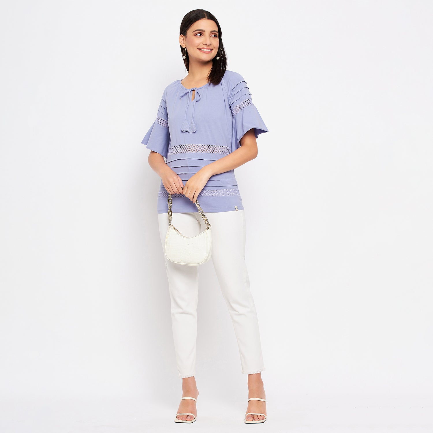 Duke Urban Women Keyhole Neck Half Sleeve Solid Top (LFX899)