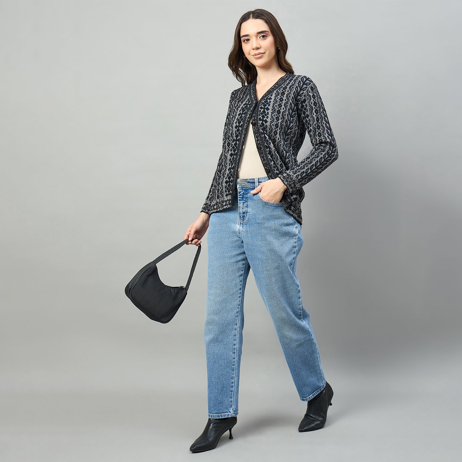 Duke Urban Women Full Sleeve V Neck Regular Sweater (SDS1439)