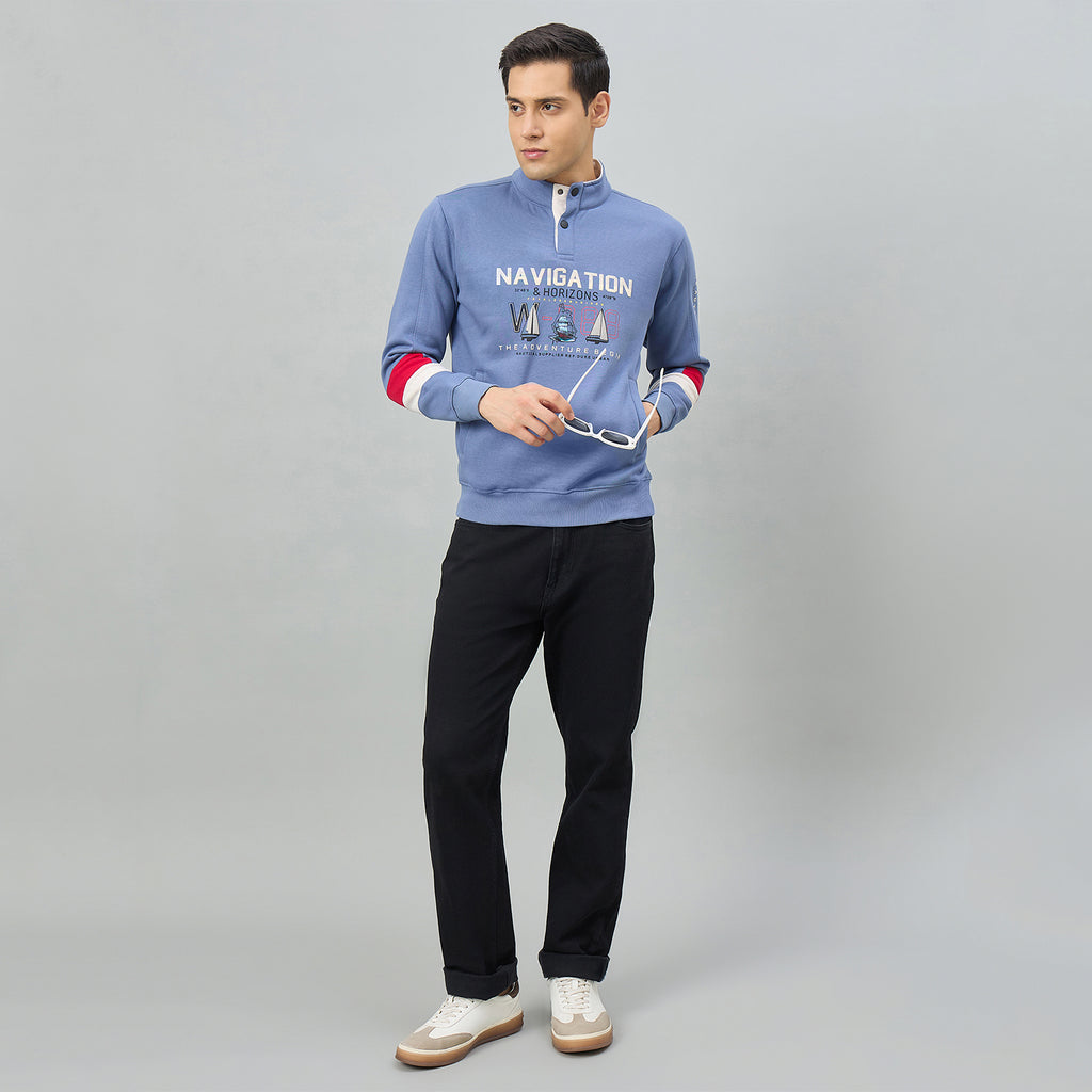 Duke Men Full Sleeve Half Zip Regular Sweatshirt (LF6494)