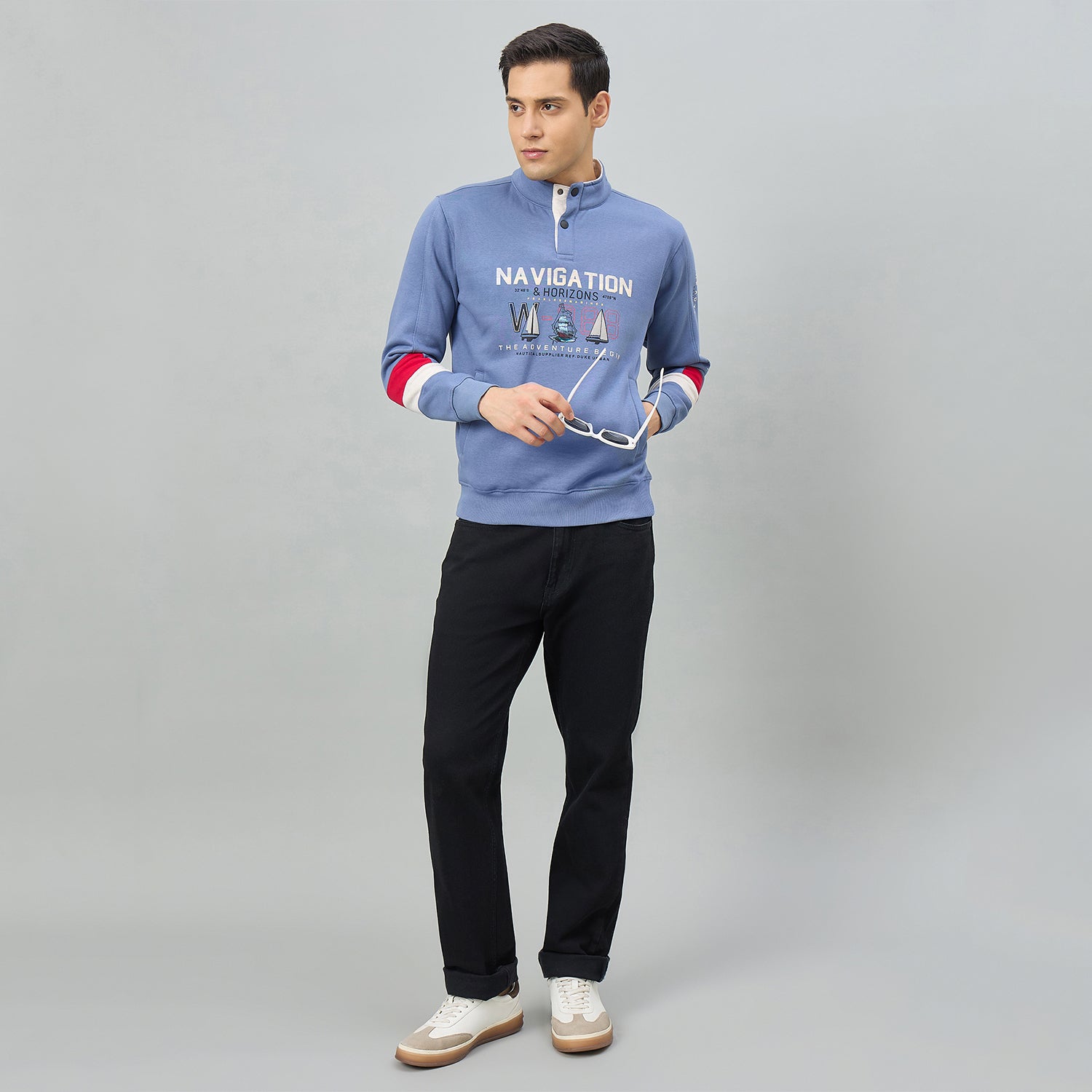 Duke Men Full Sleeve Half Zip Regular Sweatshirt (LF6494)
