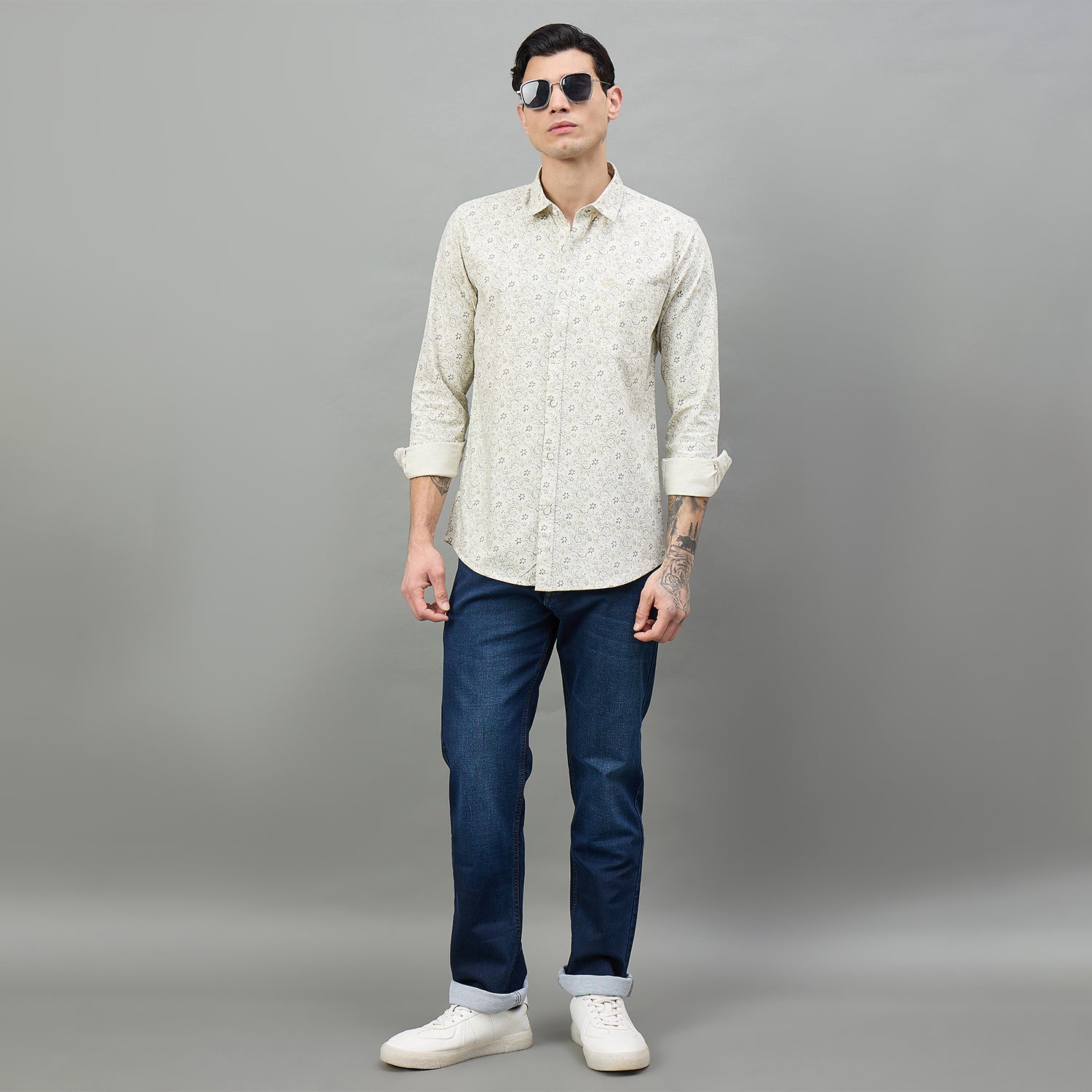 Duke Urban Men Printed Full Sleeve Spread Collar Slim Shirt (SDO6PRII)